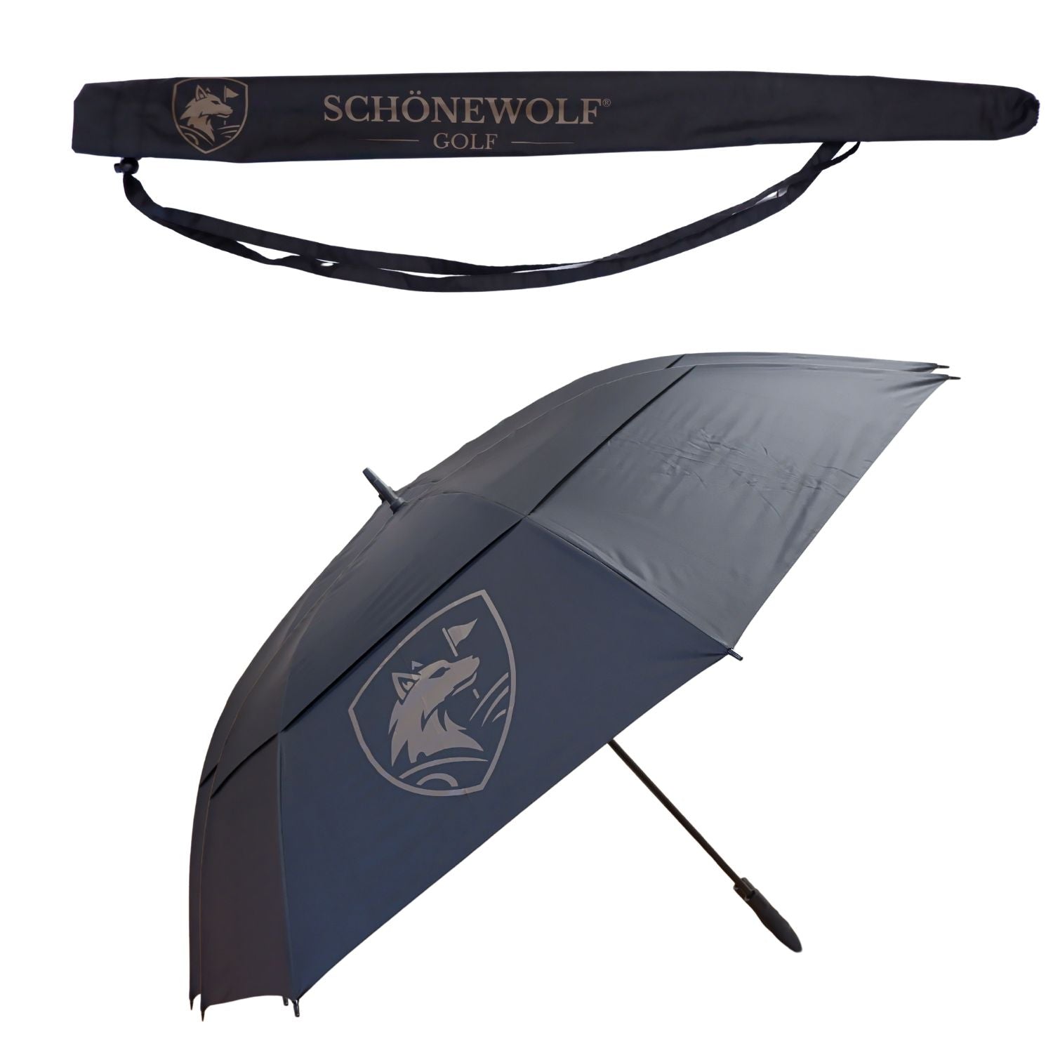 Schönewolf® Premium Golfschirm Ø 152cm, UPF 50+, schwarz